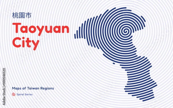 Fototapeta  Abstract Map of Taoyuan City in a Circular Spiral Pattern.Taiwan region map