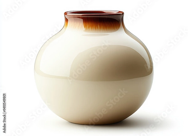 Fototapeta High-Quality Ceramic Vase with Earth Tones Isolated on White Background Reflecting Minimalist Aesthetic and Artistic Design Concept