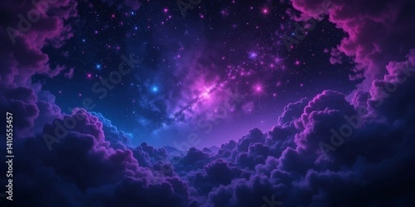 Fototapeta Celestial Dreamscape: Cosmic Nebula and Starburst