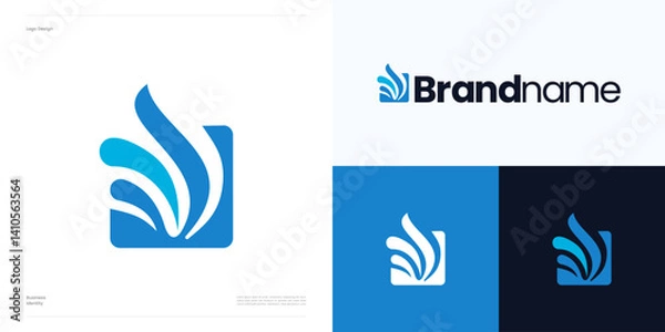 Fototapeta Square cut with splashing water drop logo icon design vector element illustration editable, Symbol waves and fluid sign with excited for capital, festival, finance, loan and brand identity business