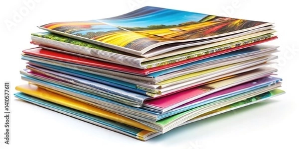 Obraz Magazines Brochures Stack White Background