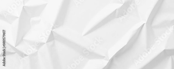 Fototapeta White wrinkled paper texture background with multiple folds and bends, artistic, design, folded