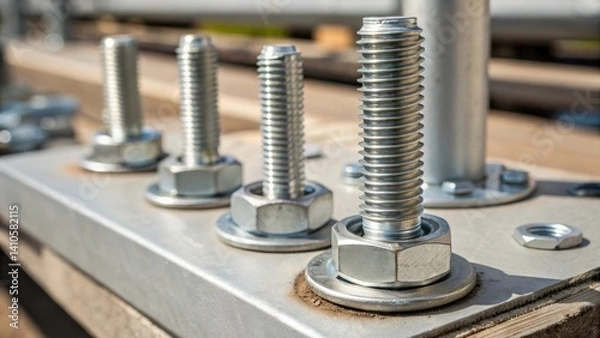 Fototapeta A closeup of the highstrength bolts and fasteners used to secure prefabricated components emphasizing engineering precision and durability.
