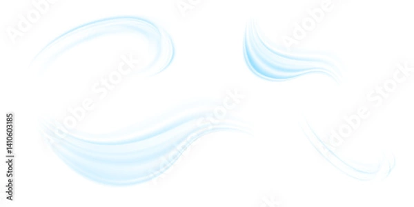 Obraz Air flow Isolated PNG and vector isolated. Effect of winter air and wind stream waves effect in blue color.