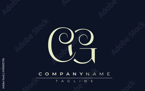 Obraz CG abstract Logo. Elegantly Designed Minimalist Monogram Logo with Stylish Lettering. Sophisticated and sleek minimalist monogram showcasing unique lettering design.