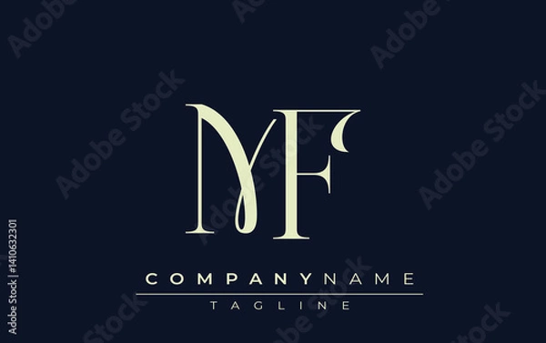 Fototapeta MF abstract Logo. Elegantly Designed Minimalist Monogram Logo with Stylish Lettering. Sophisticated and sleek minimalist monogram showcasing unique lettering design.
