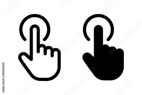 Obraz Hand with index finger touching or pressing a button. Ideal for web design, mobile apps, user interface elements