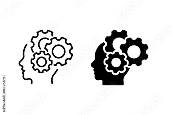 Obraz Head with Gears icon set. representing the thinking process, problem-solving, and mental activity. Suitable for  ideas, innovation, intelligence, and brainstorming
