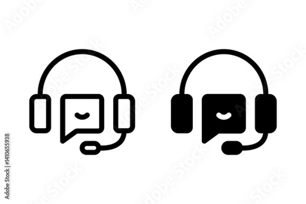 Fototapeta Customer service icon with headset and speech bubble. support, help, and assistance. Ideal for websites, apps, contact us, and online support