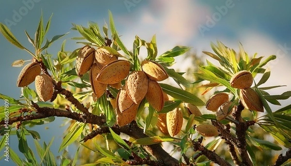Obraz Almonds nuts just from a tree