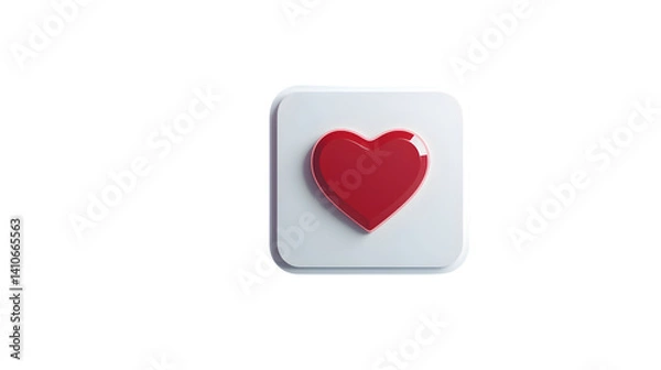 Obraz A vibrant red heart icon within a sleek white square ideal for social media apps and digital
