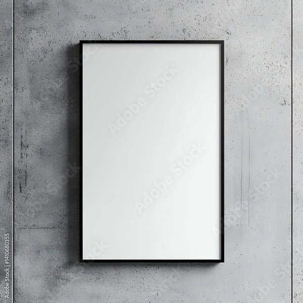 Fototapeta Minimalist framed artwork or poster mock-up on a textured concrete wall surface