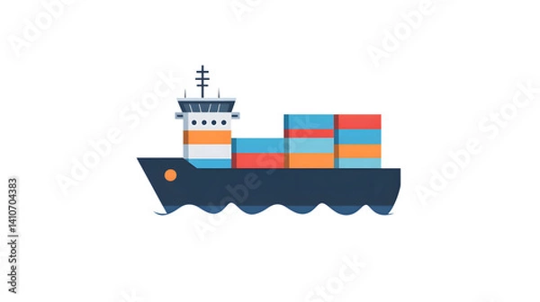 Fototapeta Container Ship Sailing on Calm Waters with Cargo Boxes