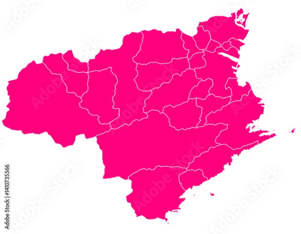 Fototapeta 徳島県　地図　マゼンタ　イラスト
