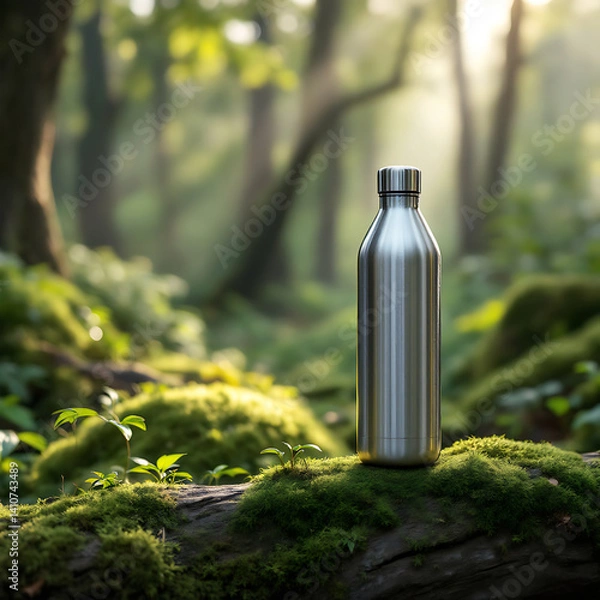 Obraz Silver water bottle mockup