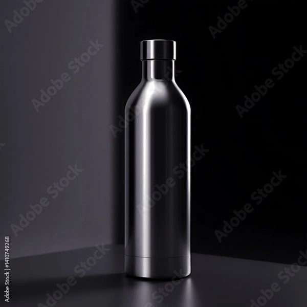 Obraz Silver water bottle mockup