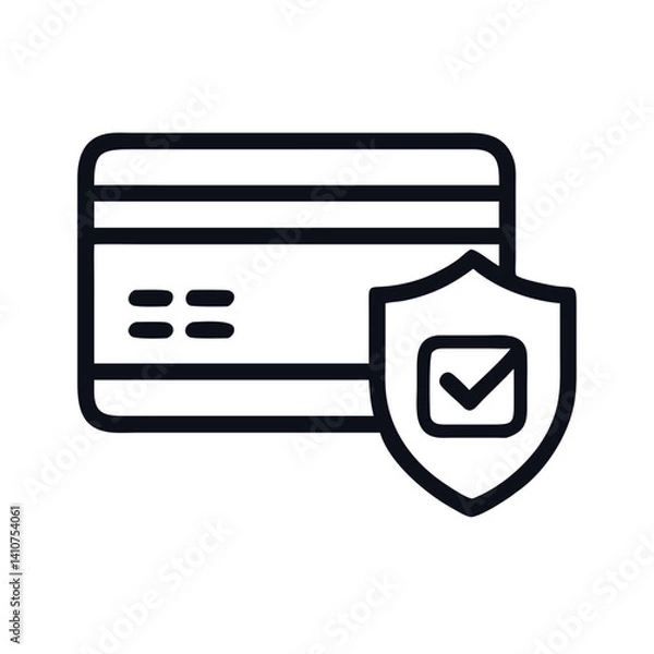 Fototapeta Credit Card with Shield Icon Representing Secure Payment and Financial Protection