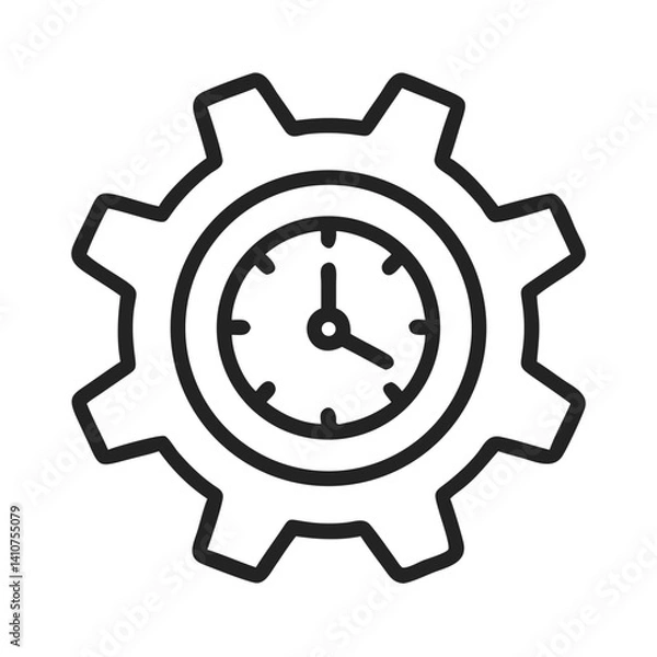 Fototapeta Gear with Clock Icon Representing Time Management and Productivity