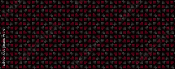 Obraz Casino gambling background with black and red poker symbols, vector illustration. Horizontal background, headers, posters, cards, website. Vector illustration