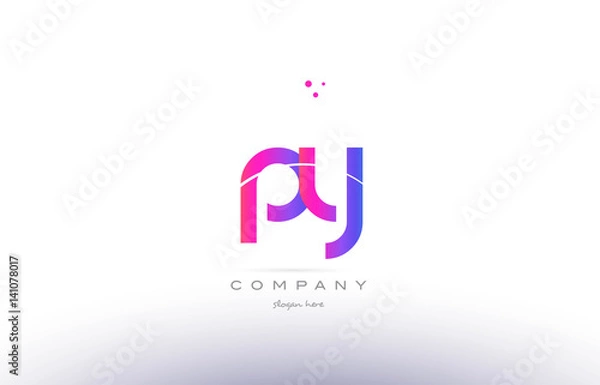Fototapeta py p y  pink modern creative alphabet letter logo icon template