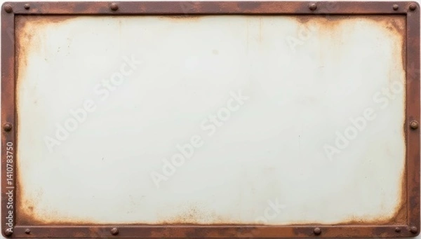 Obraz Rustic White Metal Sign with Rusty Frame