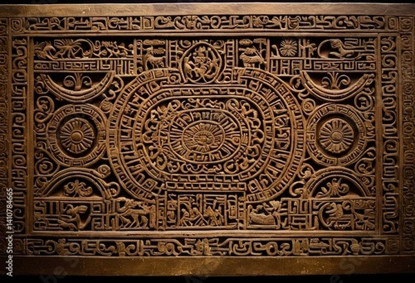 Fototapeta A close up of a wall with carvings on it.