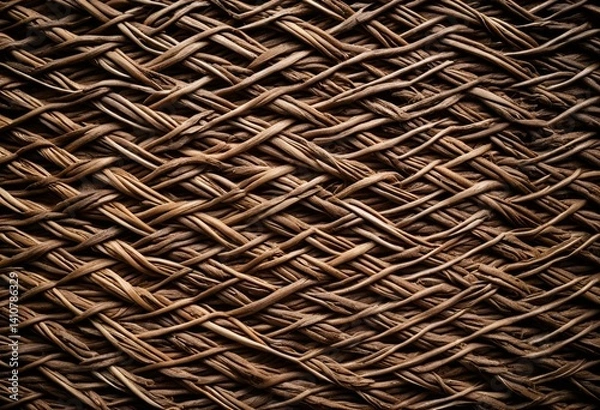 Fototapeta A close up of a wicker basket on a table.