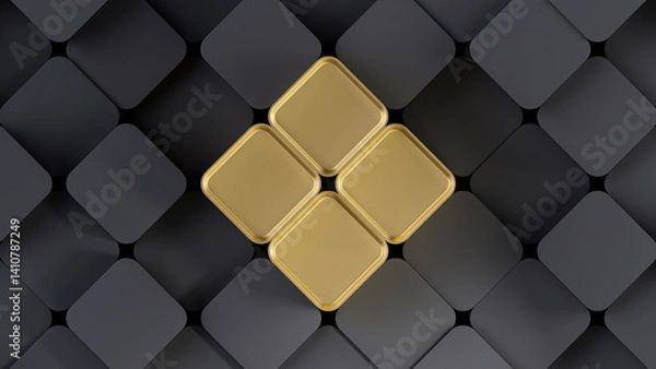 Fototapeta 3d abstract black cube and gold cube. This background for businesses or technology. 3d rendering illustration not AI