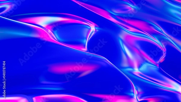 Fototapeta Abstract fluorescent liquid. Neon waves on the background. A beautiful futuristic scene. 3d rendering illustration not AI