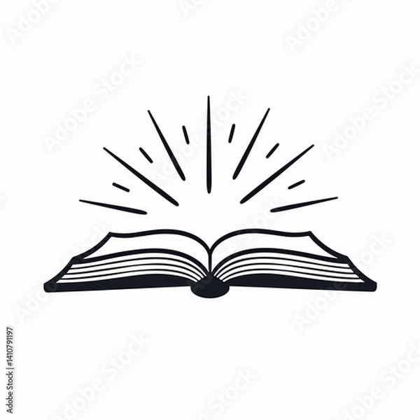 Obraz Icon of an open book with rays of light emerging  