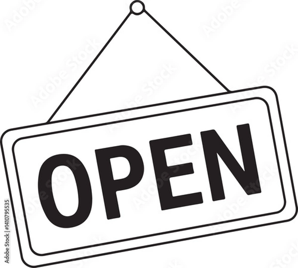 Fototapeta Open vector icon. Open flat sign design. Open signboard symbol pictogram. Illustration of nameplate icon 