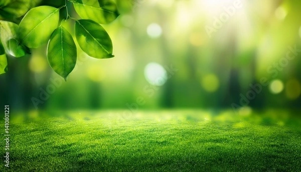 Obraz Green spring defocused abstract background