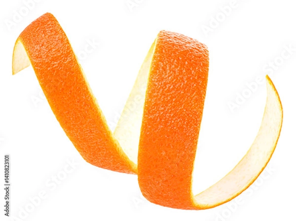 Obraz Ripe orange fruit peel isolated on a white background. Citrus zest.