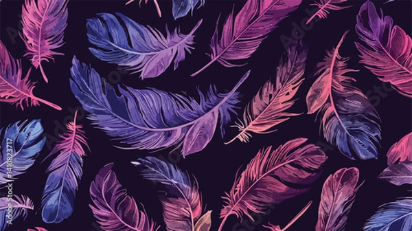 Fototapeta Professional Abstract Seamless Feathers Pattern Vector Illustration for Graphic Design and Decor