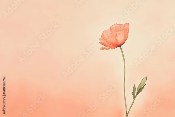 Obraz Delicate peach poppy against a soft, pastel background.