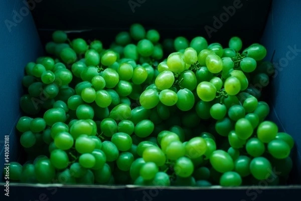 Fototapeta Shine Muscat green grapes in market box from Japan and Korea