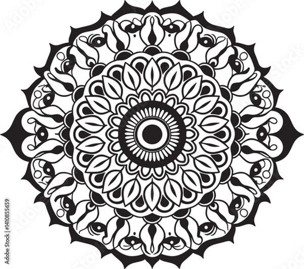 Fototapeta round lace pattern, Elegant Line Art Mandala Design Perfect for Digital Downloads and Coloring Pages