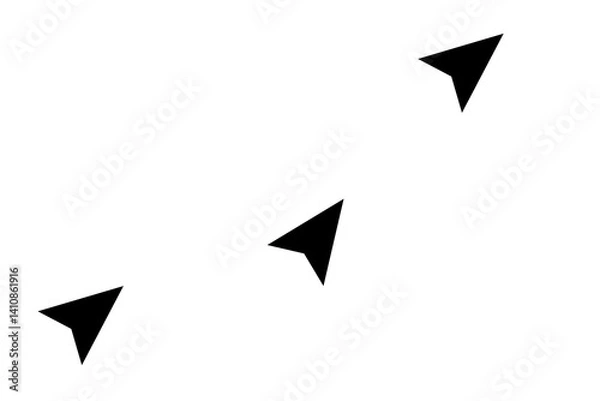 Fototapeta Illustration of three black arrows pointing upwards set against a white background, emphasizing directionality and movement in design