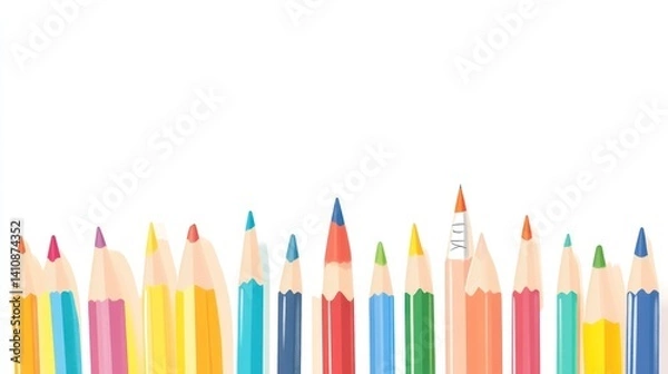 Fototapeta Colorful Pencils in a Row A Vibrant Collection for Creativity and Education