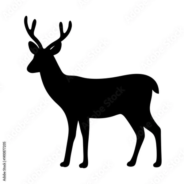 Fototapeta deer black silhouette icon - perfect for designs about jungle animals deer nature, wildlife, rainforest, vector art