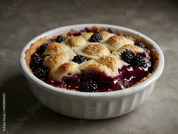 Fototapeta Blackberry Cobbler with Golden Crust