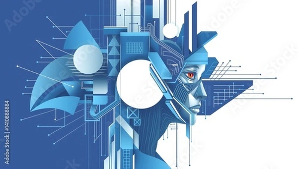 Fototapeta Futuristic Neural Network AI Portrait