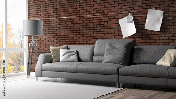 Fototapeta Modern bright interior . 3D rendering