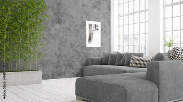 Fototapeta Modern bright interior . 3D rendering