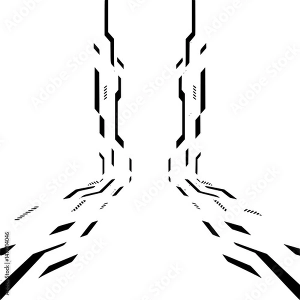 Fototapeta Futuristic Technology Background: Digital Circuitry on Gray
