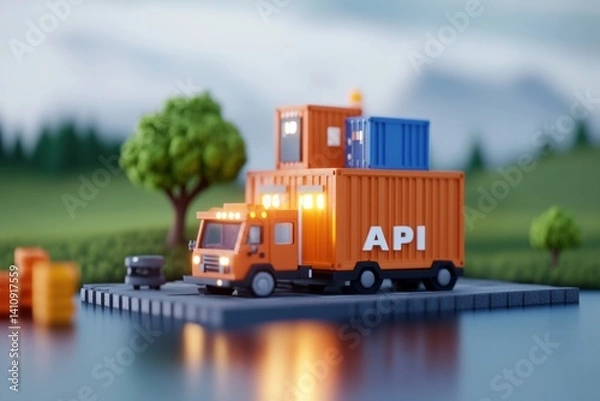 Fototapeta Api container truck transporting cargo
