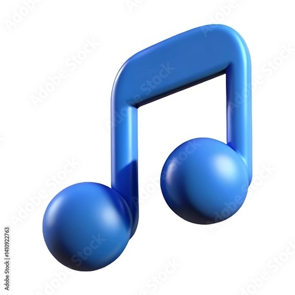 Fototapeta A blue musical note with two round noteheads on a white background in a rendered style image