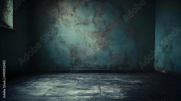 Fototapeta Dark Empty Room Interior With Textured Walls And Floor