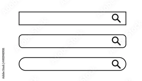 Obraz 検索ボックス、検索窓のイラストセット（虫眼鏡、白）