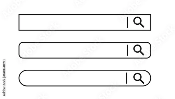 Obraz 検索ボックス、検索窓のイラストセット（虫眼鏡、線）